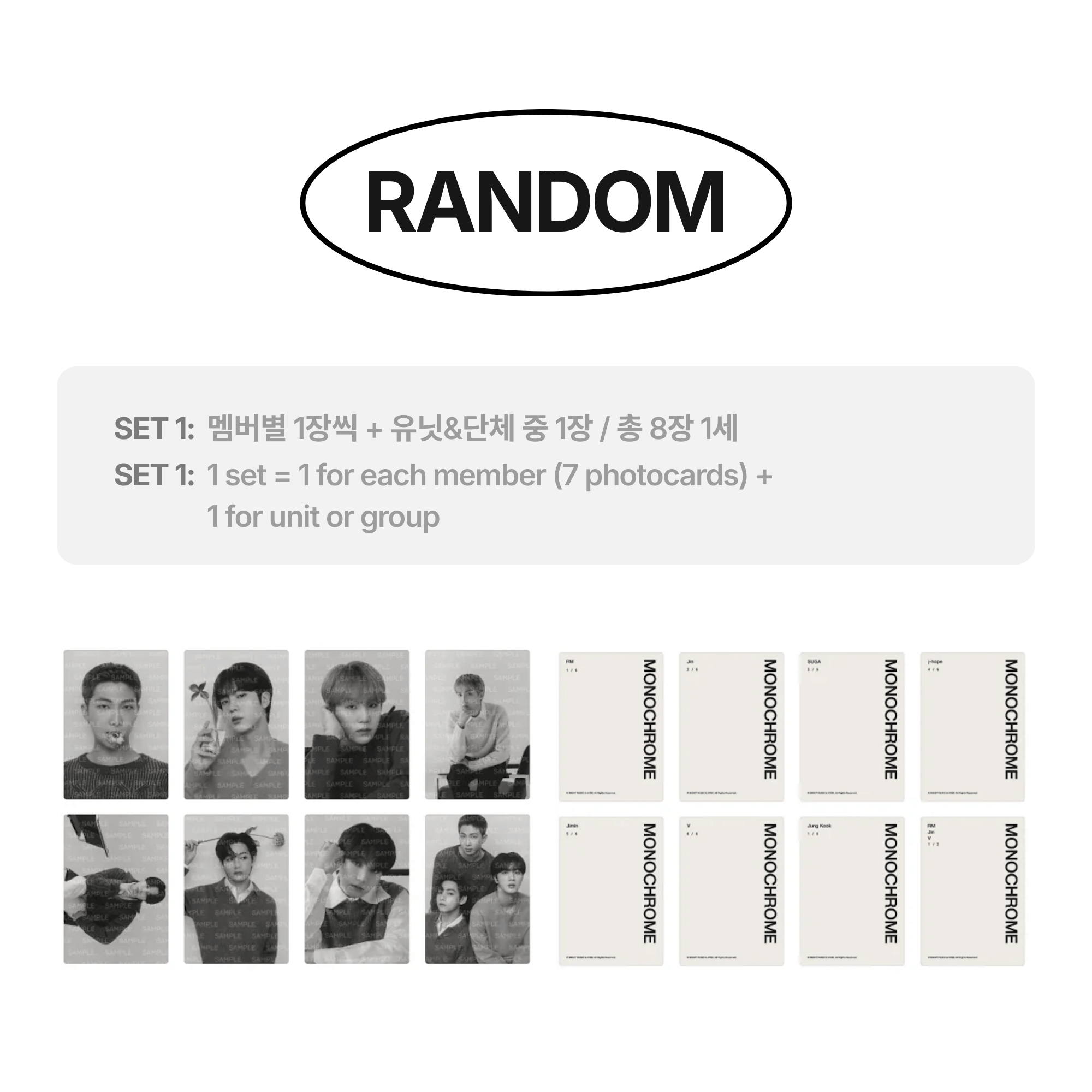 BTS - MONOCHROME MINI PHOTO CARD