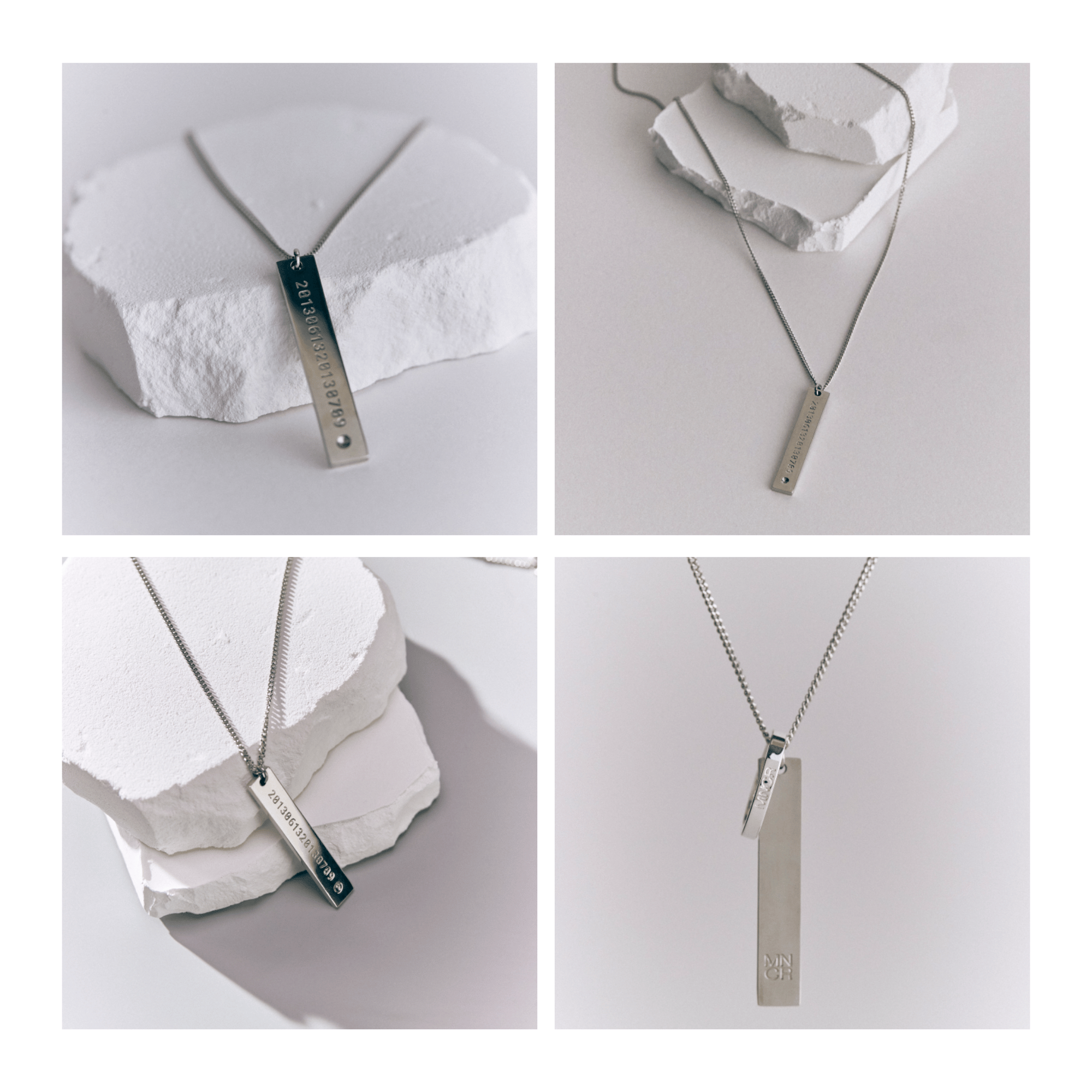 BTS - MONOCHROME SILVER CHAIN NECKLACE