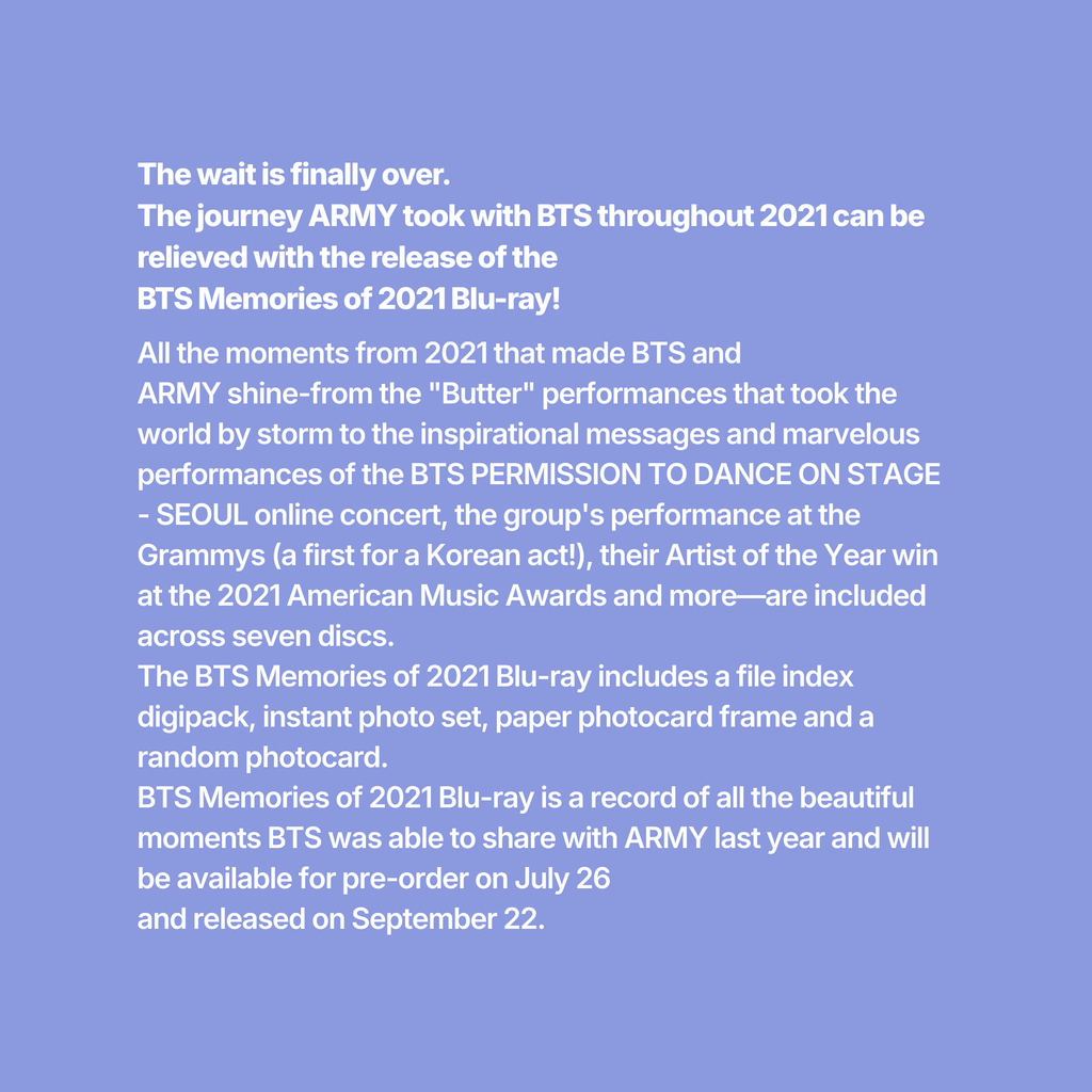BTS - MEMORIES OF 2021 BLU-RAY