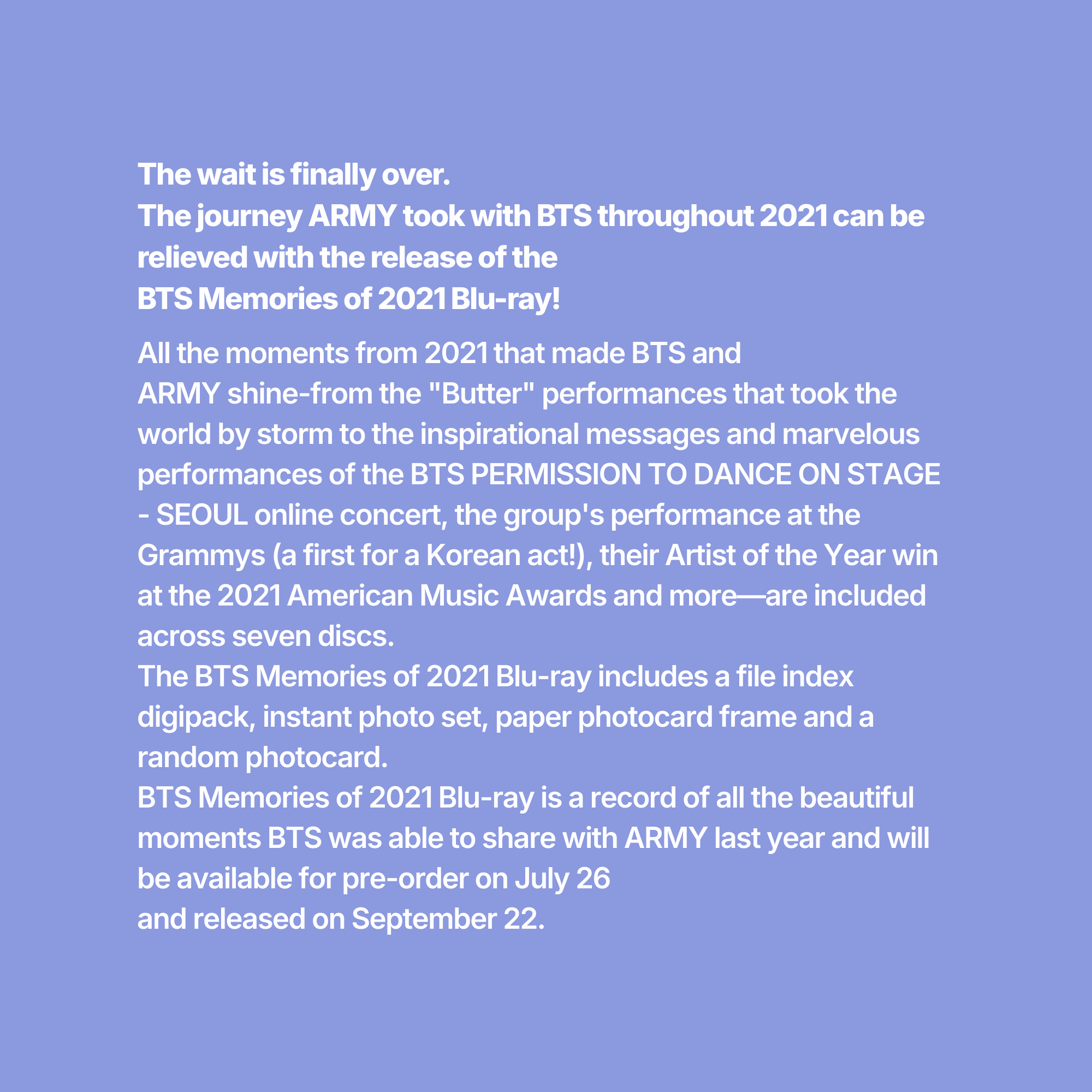 BTS - MEMORIES OF 2021 BLU-RAY